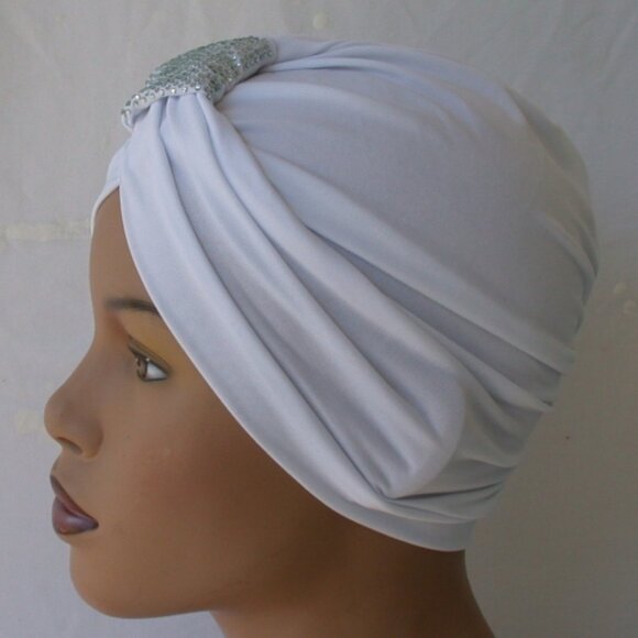 Lily White Instant Turban Cap Fun and Flirty Fashion Hat - Picture 2 of 3